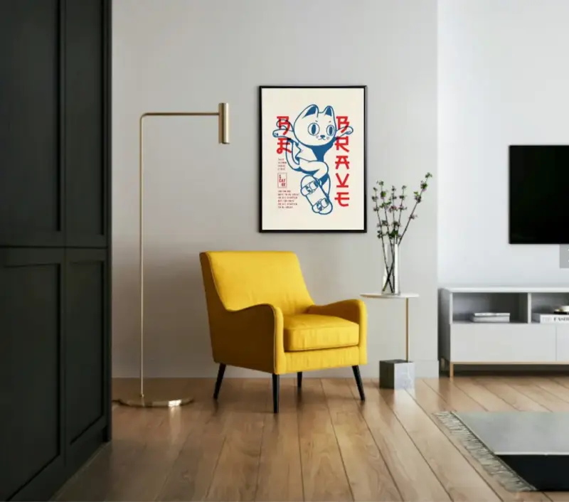 Hermoso Cuadro Decorativo 62 X 42 Gato Skater - 5