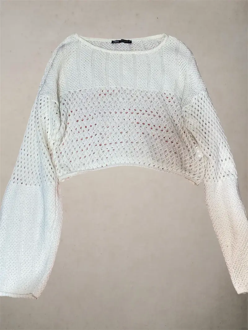Suéter calado blanco Zara manga larga