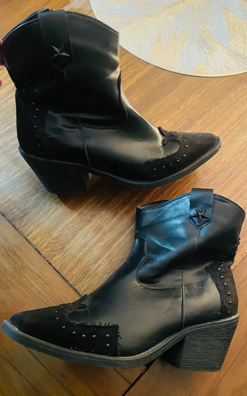 Botines vaqueros negros con tacón número 36