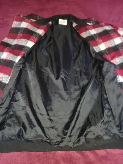 Abrigo de lana a cuadros rojo y negro xl xxl - miniatura 3