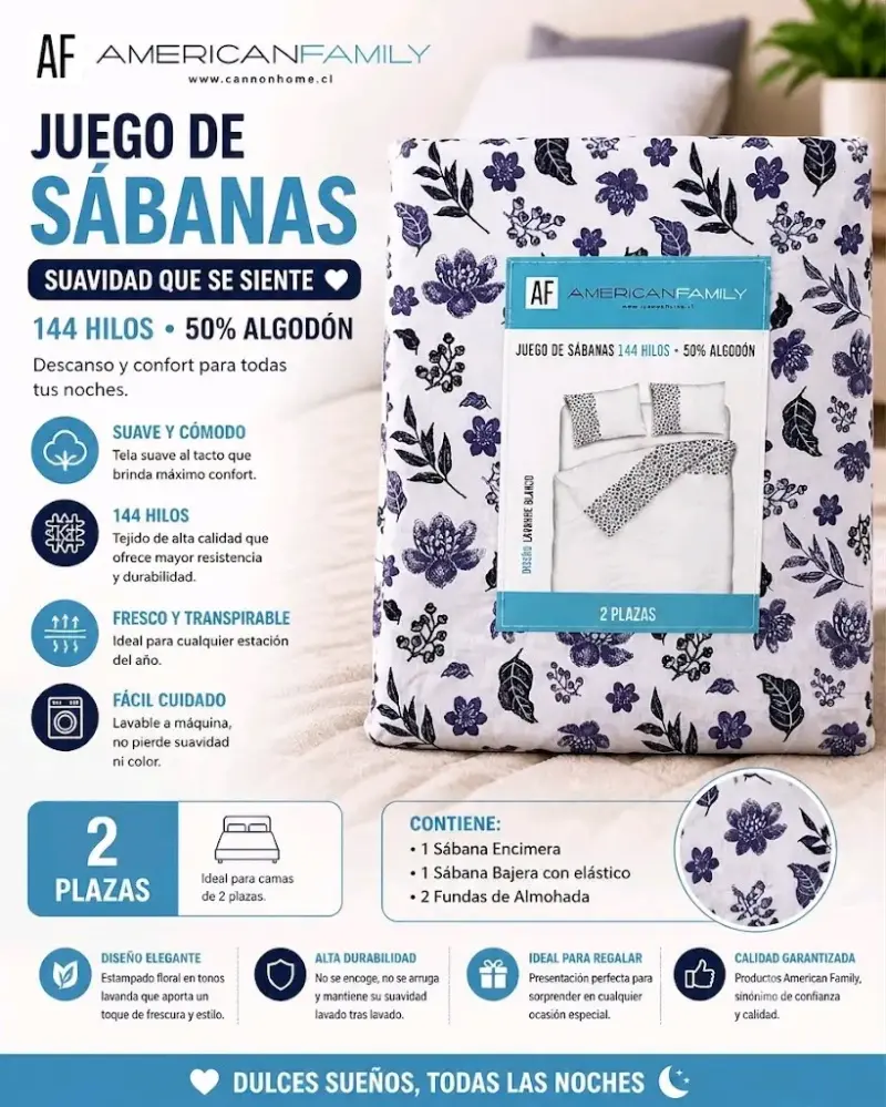 Juego de sábanas 2 plazas American Family - 2