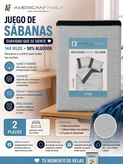 Juego de sábanas 2 plazas American Family - miniatura 3