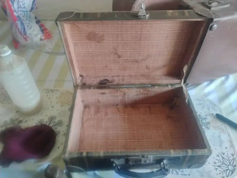 Set de maletas vintage de madera y tela. - 5