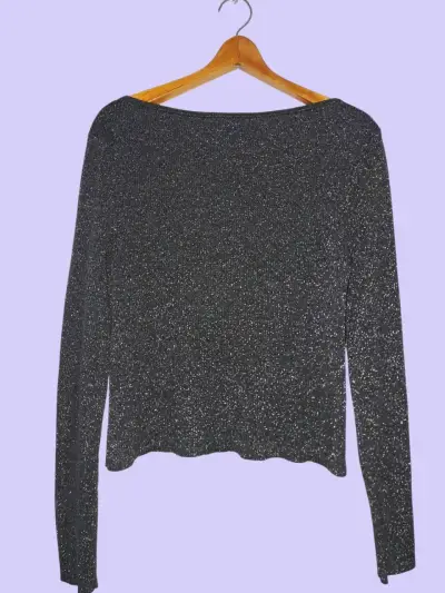 Sweater H&M, negro brillante manga larga,talla M. - miniatura 1