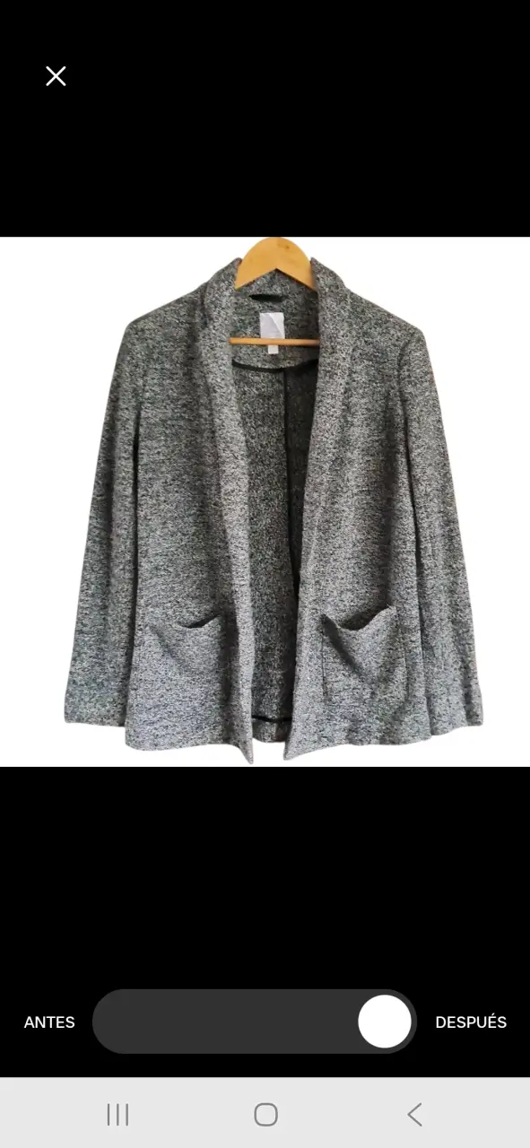 Cardigan gris de lana con bolsillos