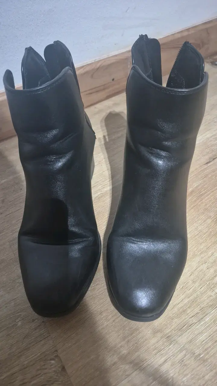Botines de cuero negro para mujer - 1