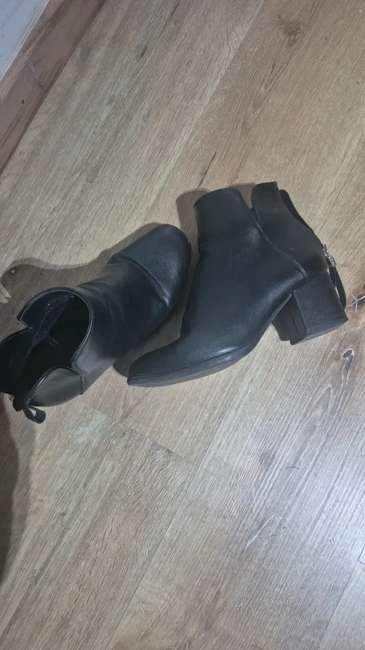 Botines de cuero negro para mujer - 4