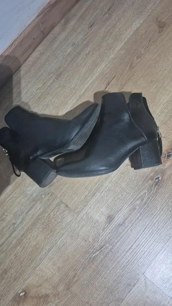 Botines de cuero negro para mujer - 5