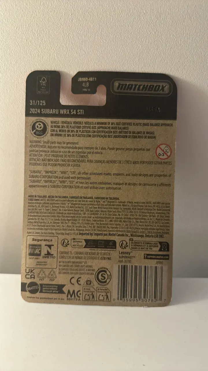 Auto de juguete Matchbox Subaru WRX STI - 2