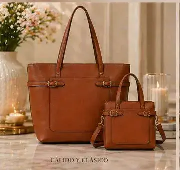 Set de carteras de cuero marrón elegante