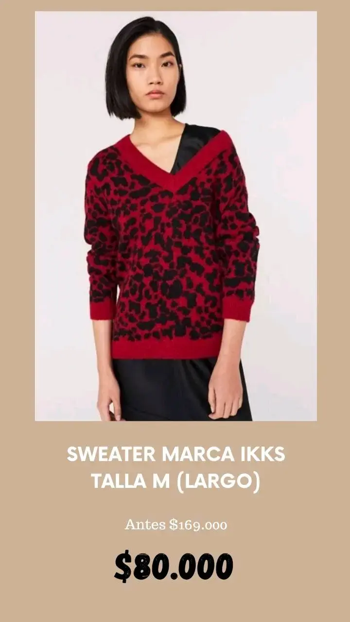 Sweater IKKS rojo con estampado talla M