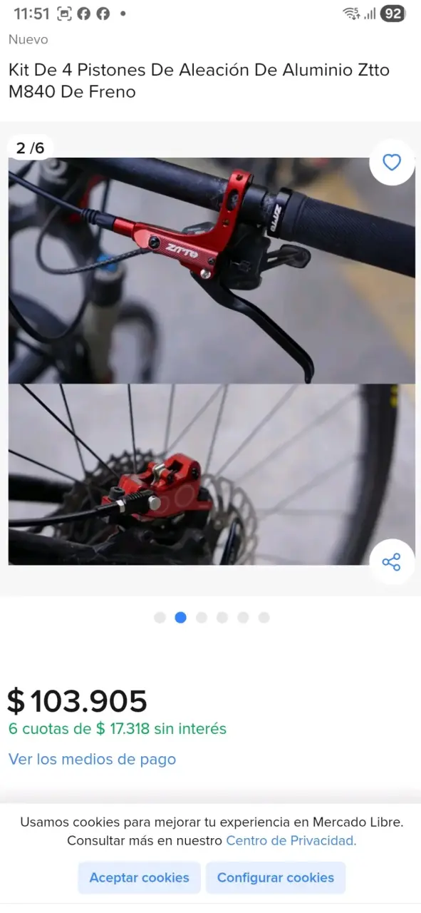 Frenos hidráulicos 4 pistones mtb ZITTO m-840 - 5