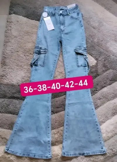 Jeans cargo azul Menina para mujer - miniatura 6