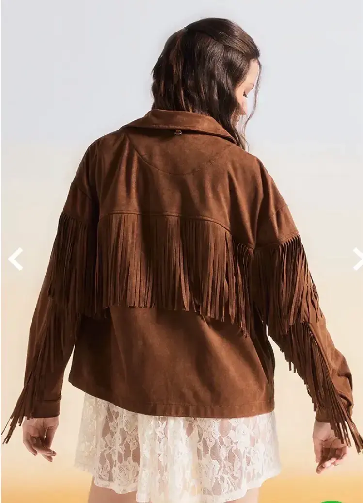 Chaqueta de flecos marrón estilo boho - 2
