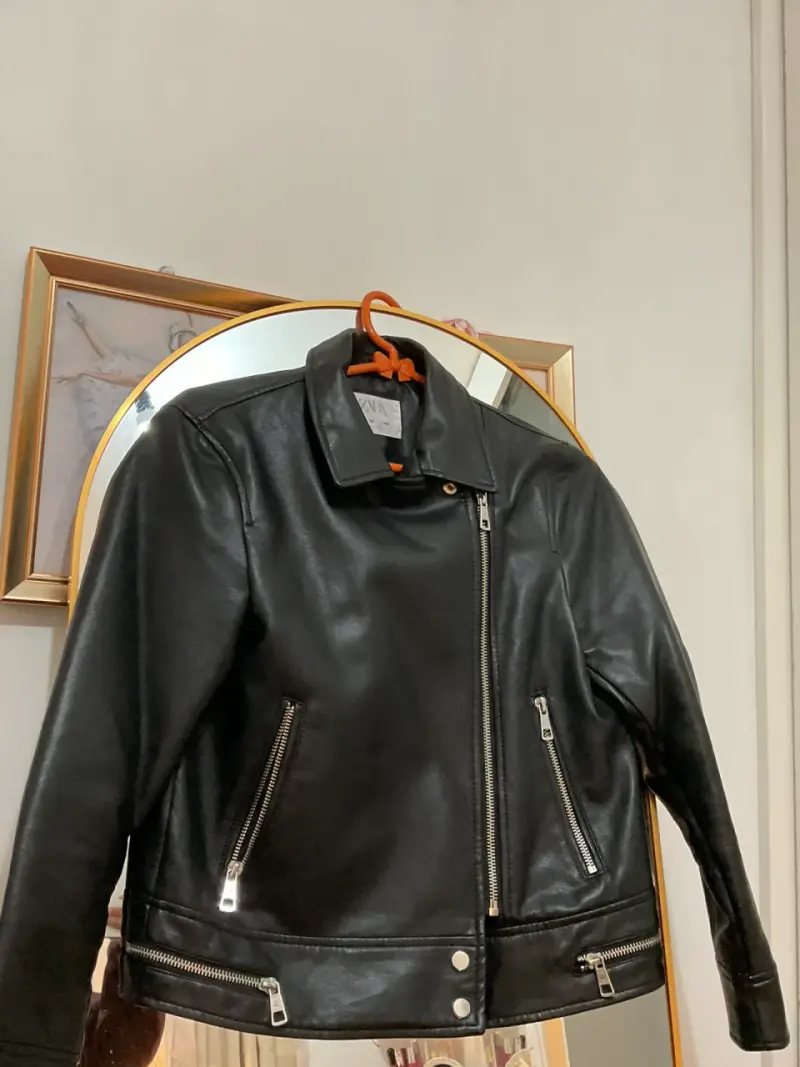 Chaqueta de cuero negra ZARA KIDS - 1
