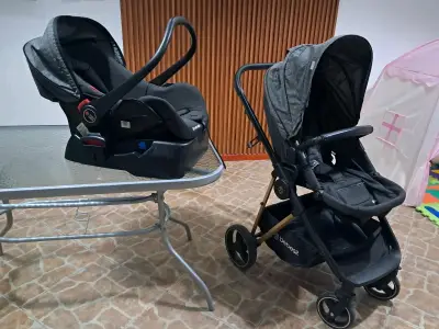 Coche y silla de auto para bebé gris - miniatura 2