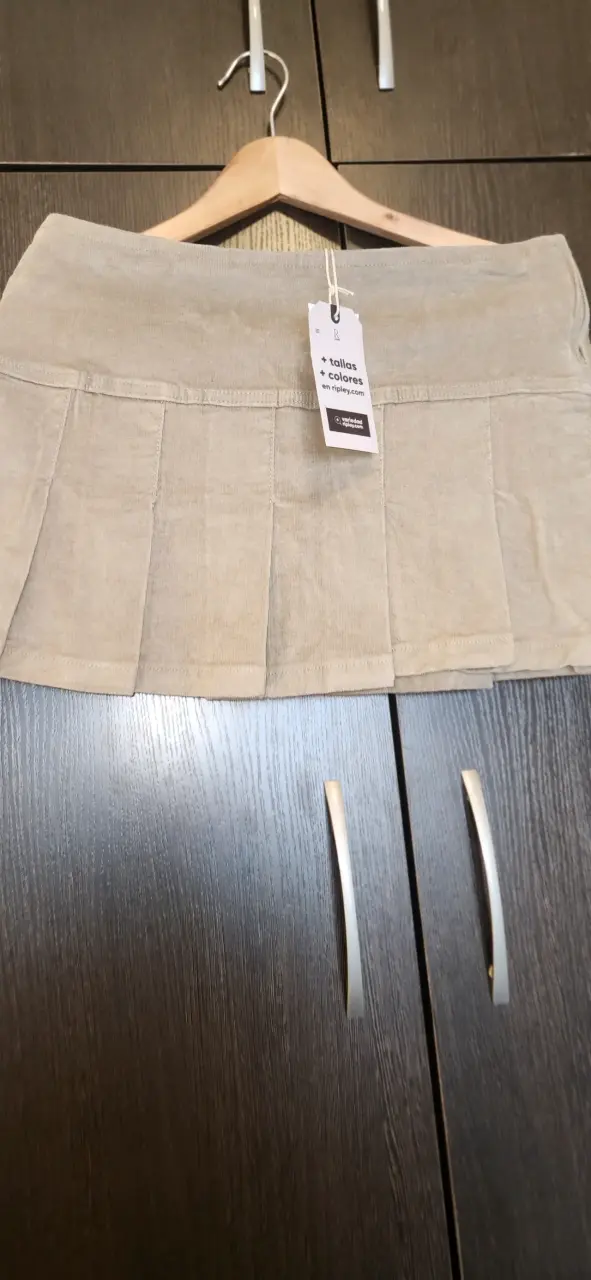 Falda beige de pana Ripley - 1