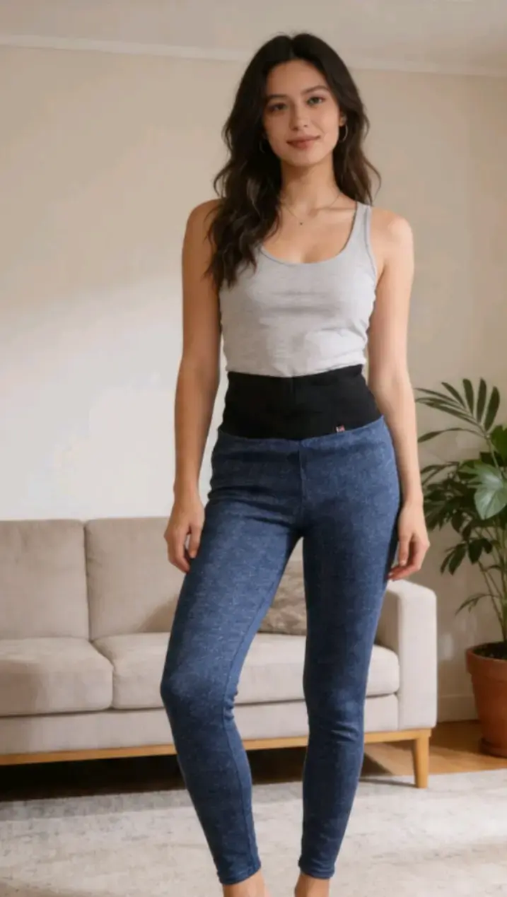 Pantalones ajustados azul marino para mujer - 1