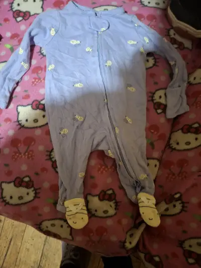 Pijama de bebé azul con estampado de abejas - miniatura 1