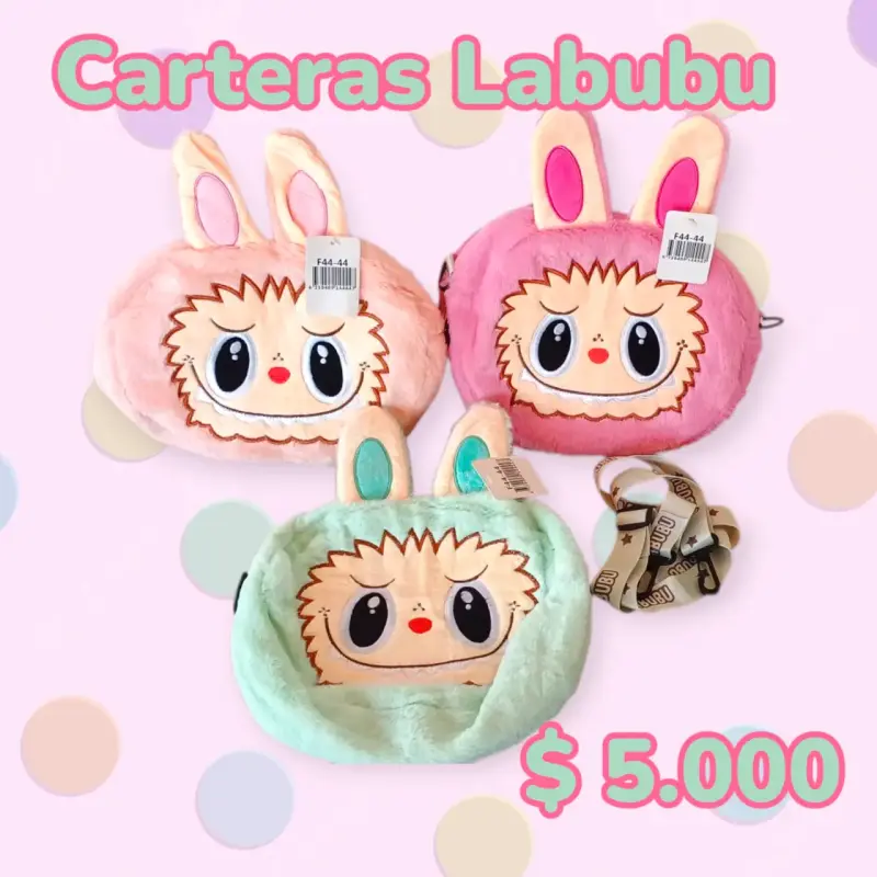 Cartera Labubu de peluche con orejas