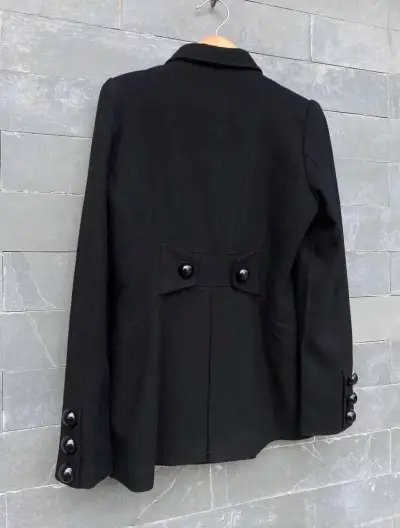 Abrigo negro de lana con doble botonadura - miniatura 6