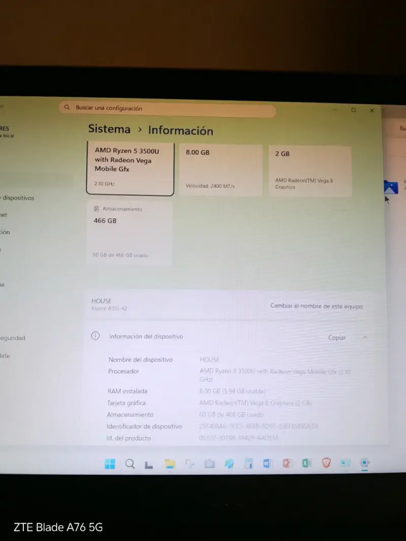 Notebook Acer A315 AMD Ryzen 5 - 5