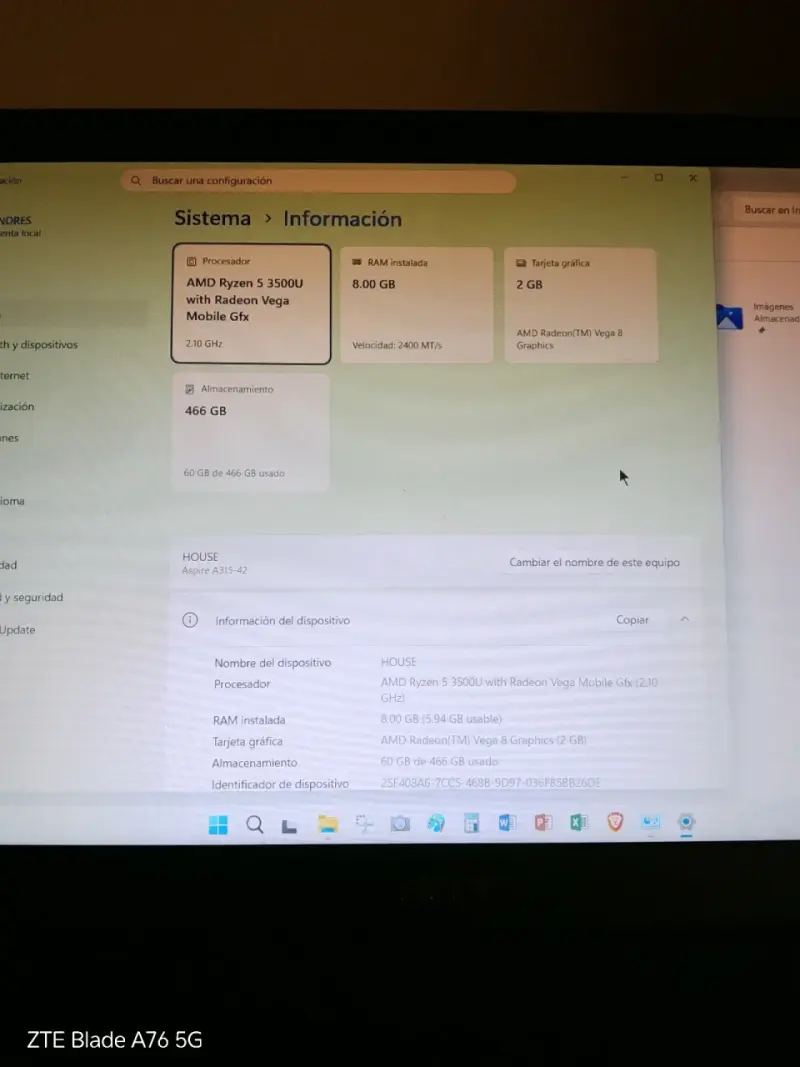 Notebook Acer A315 AMD Ryzen 5 - 6