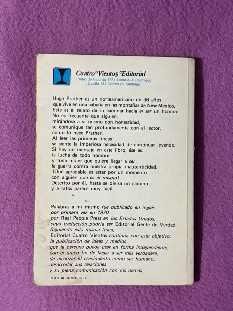 Libro 'Palabras a mí mismo' de Hugh Prather - 2