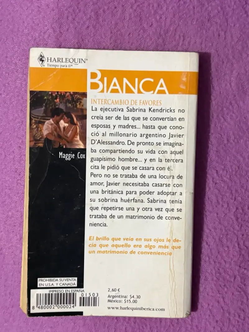 Libro Harlequin Bianca 'Intercambio de Favores' - 2