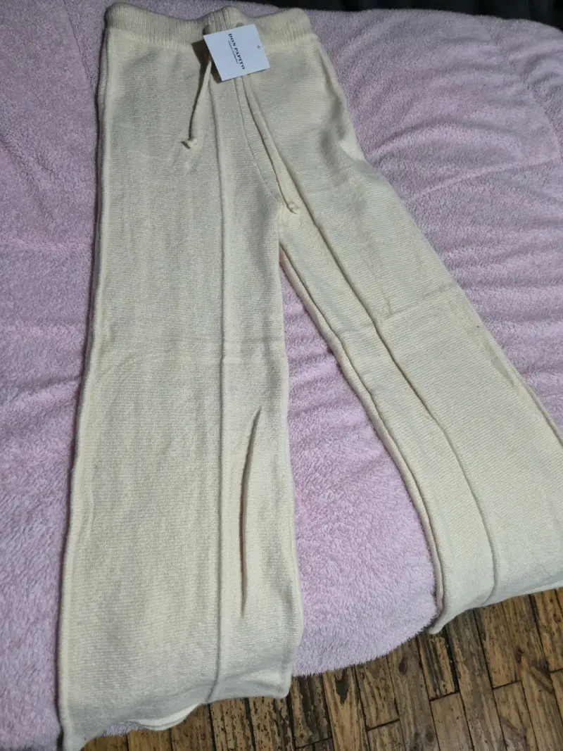 Pantalones de lanilla beige para mujer - 2