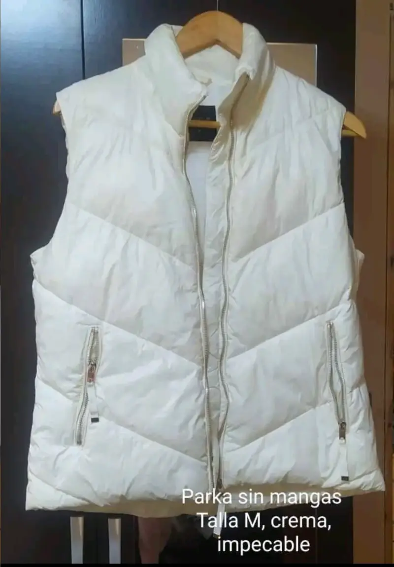 Parka sin mangas crema talla M - 1