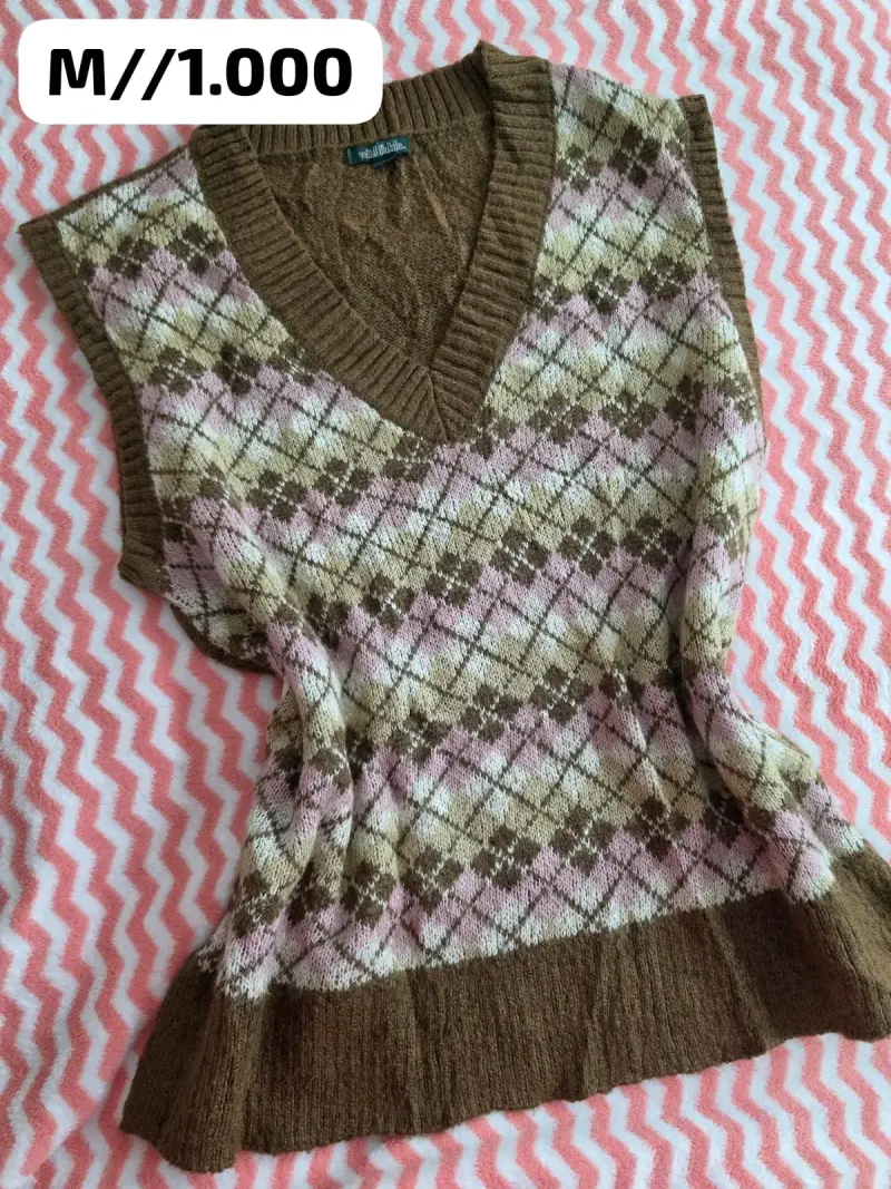 Chaleco sin mangas de rombos vintage