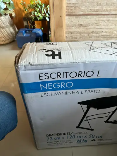 Escritorio L negro para oficina - miniatura 1