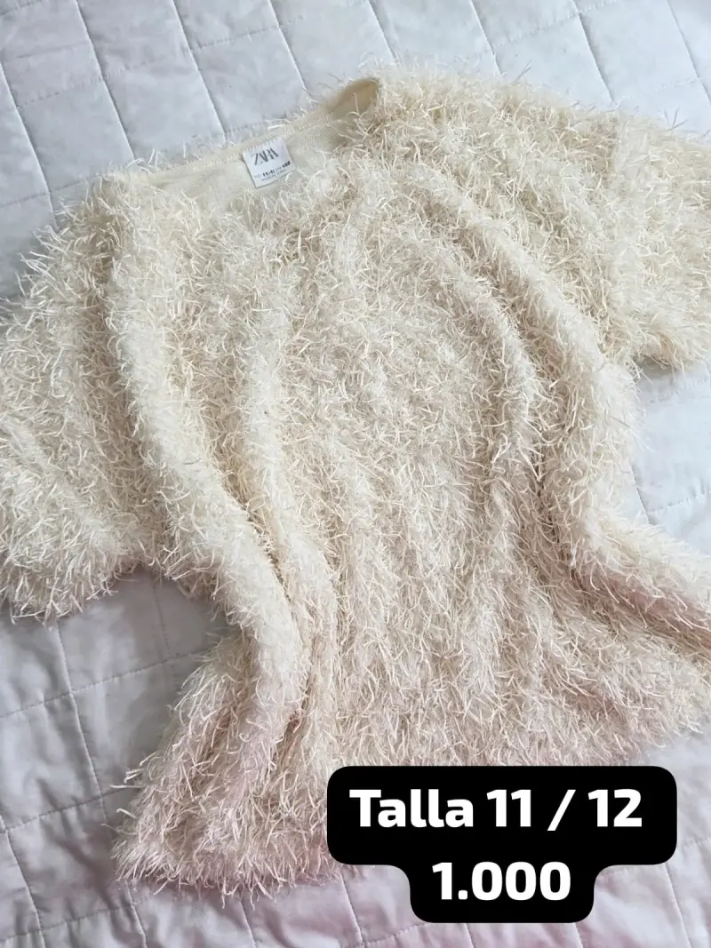 Suéter peludo beige Zara talla 11/12