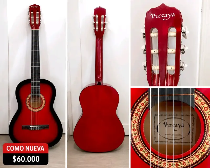 Guitarra clásica Vizcaya roja como nueva - 1