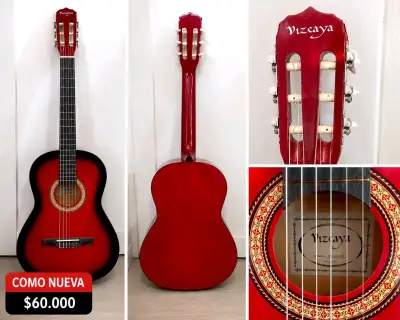 Guitarra clásica Vizcaya roja como nueva - miniatura 1