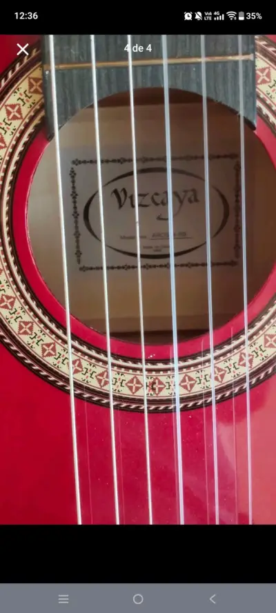 Guitarra clásica Vizcaya roja como nueva - miniatura 3