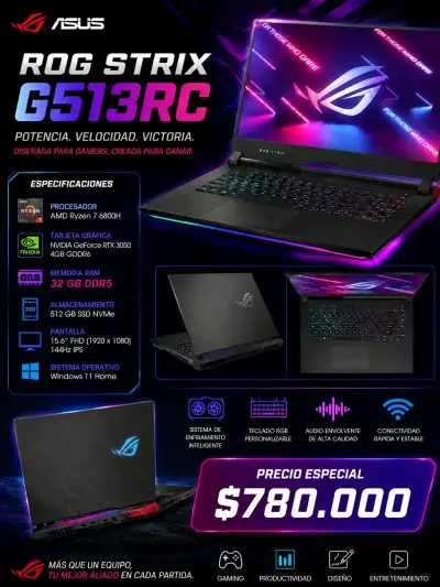 Laptop ASUS ROG Strix G513RC Gaming 15.6" - miniatura 1