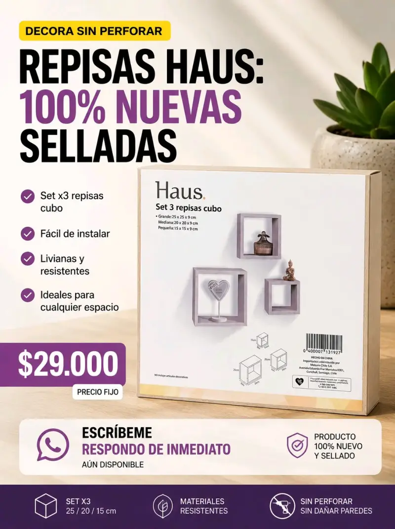 Set de tres repisas cubicas de marca Haus