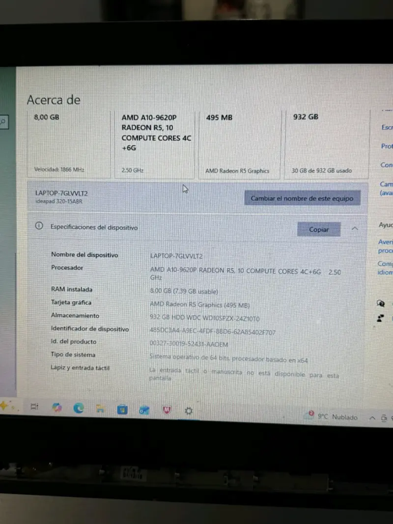Laptop Lenovo Ideapad 320 con AMD A10 - 1
