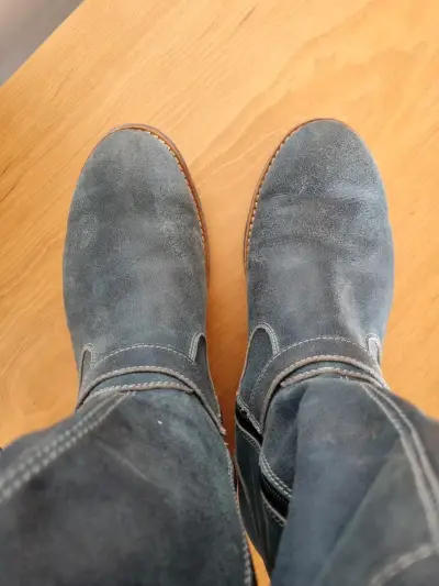 Botas de cuero azul con hebillas - miniatura 2
