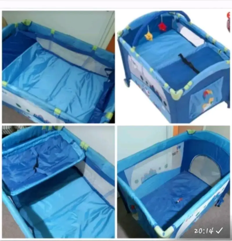 Cuna corral plegable azul con bolso - 4