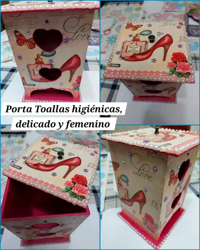 Caja decorativa grande con diseño floral - 4