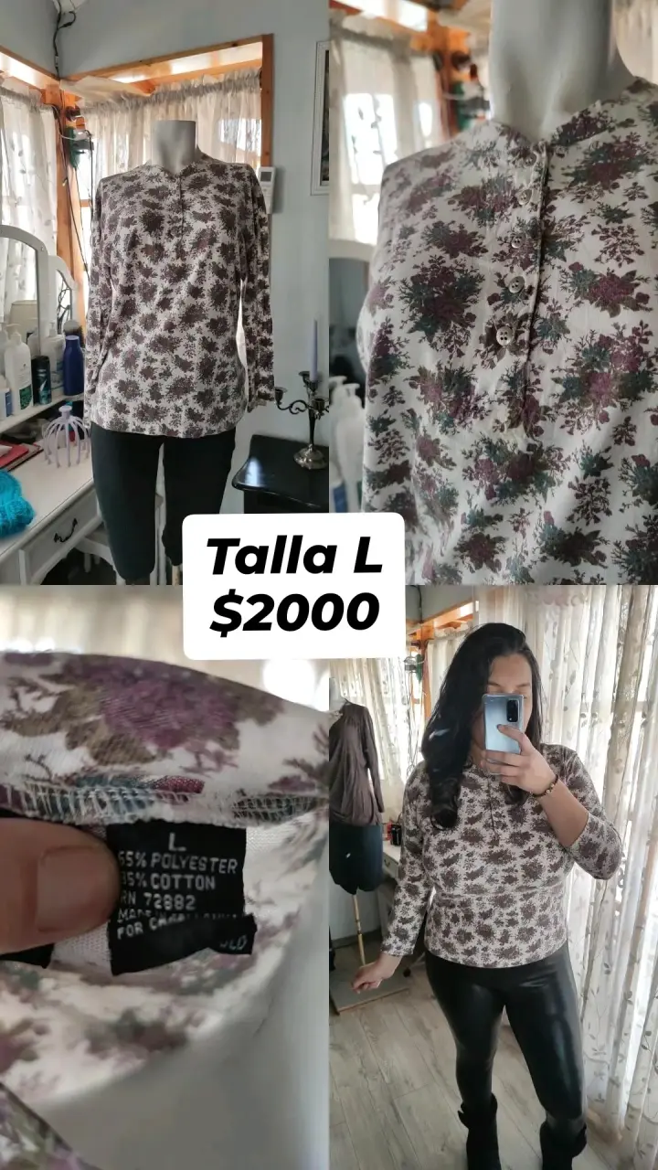 Blusa floral de manga larga talla L