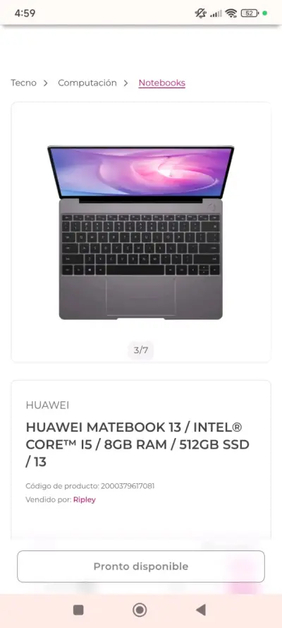 Huawei MateBook 13 Intel i5 8GB RAM 512GB SSD - miniatura 1