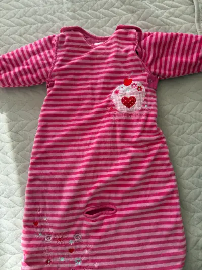 Saco de dormir infantil rayado rosa dreambag - miniatura 1