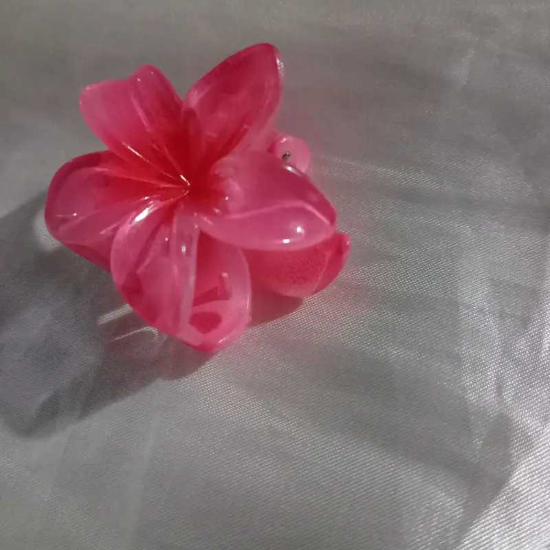 Pinza para el pelo de flor rosa de plástico - 2