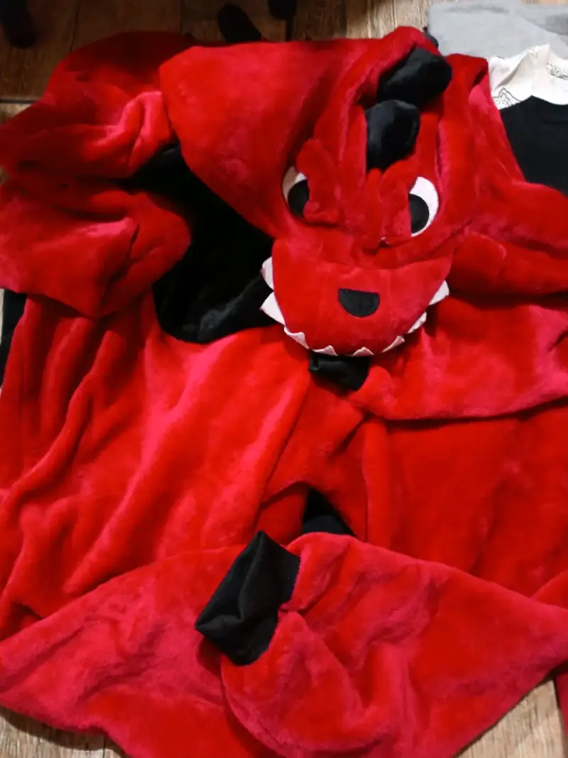 Disfraz de dragón rojo para niños pijama dino. - 1