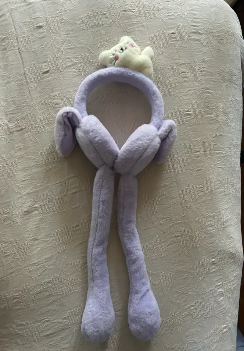 Orejeras de felpa con diseño de gato - 3