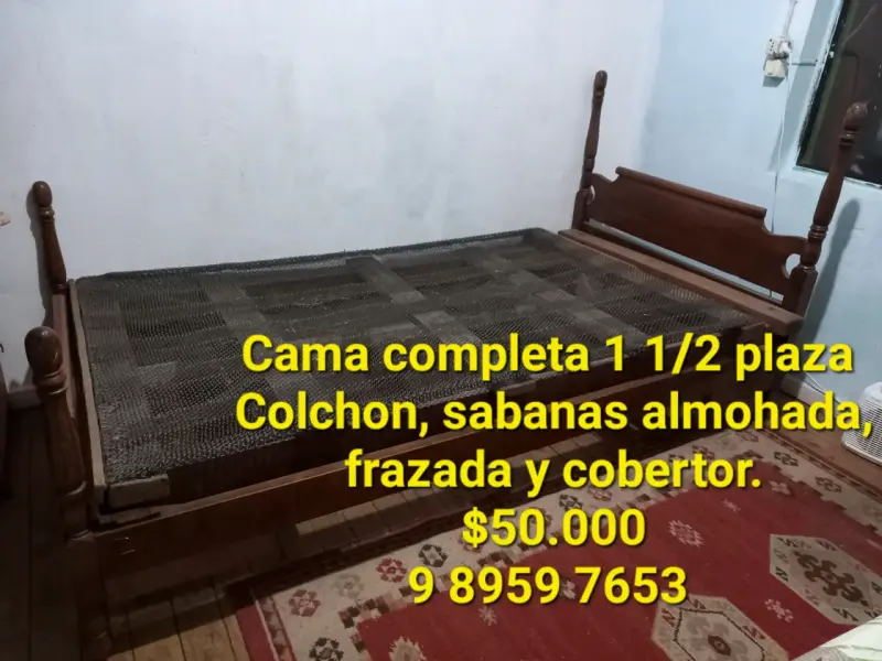 Cama completa 1 1/2 plaza con colchón